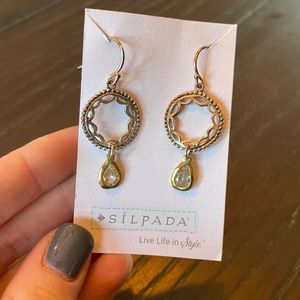 Silpada dangle earrings. Silver filigree with gold tear drops
